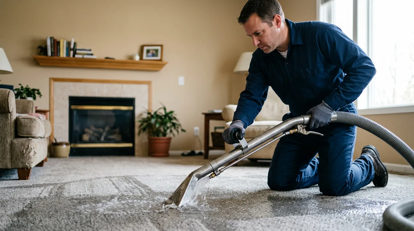 Water damage restoration technician working near Chimney Rock, NC